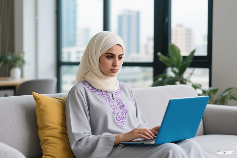 سيدة تقوم بتحويل ملف PDF إلى DOC باستخدام الكمبيوتر