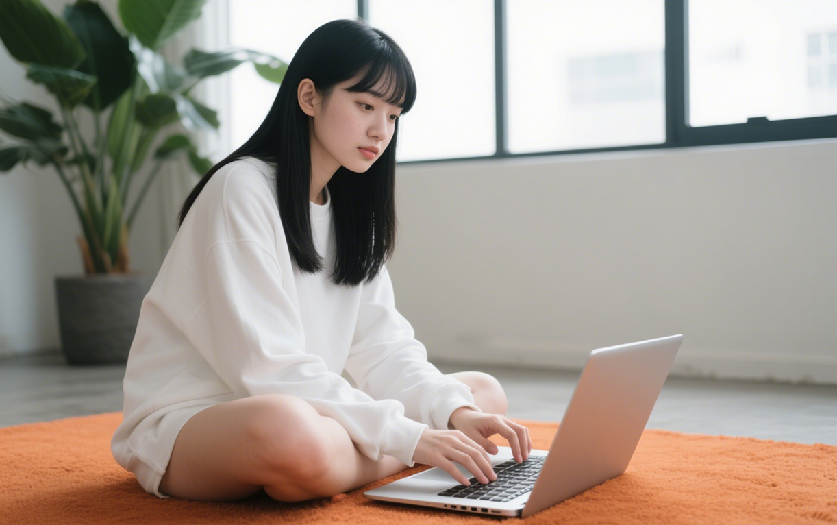 a lady edit pdf file on her computer
